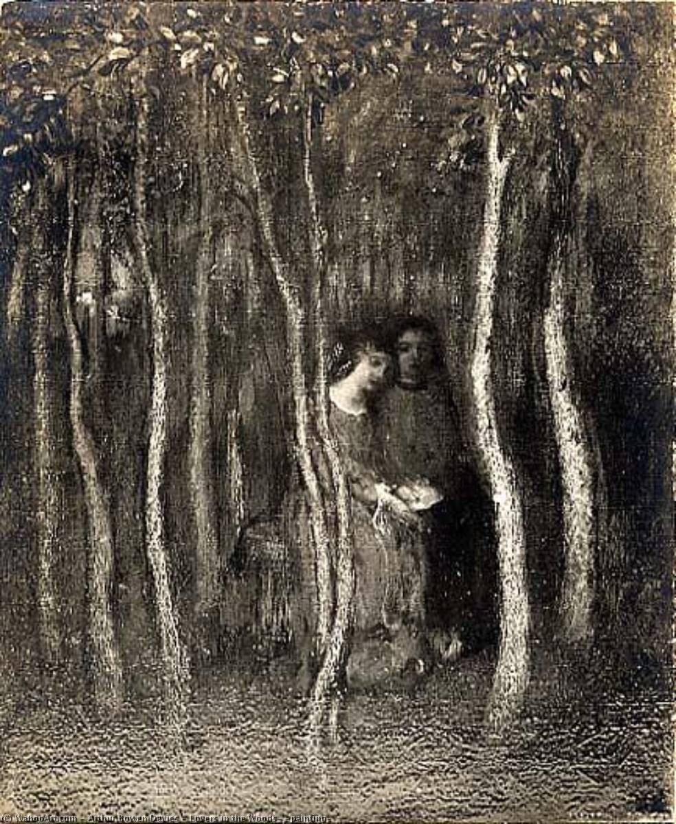 Wikioo.org - The Encyclopedia of Fine Arts - Painting, Artwork by Arthur Bowen Davies - Lovers in the Woods, (painting)