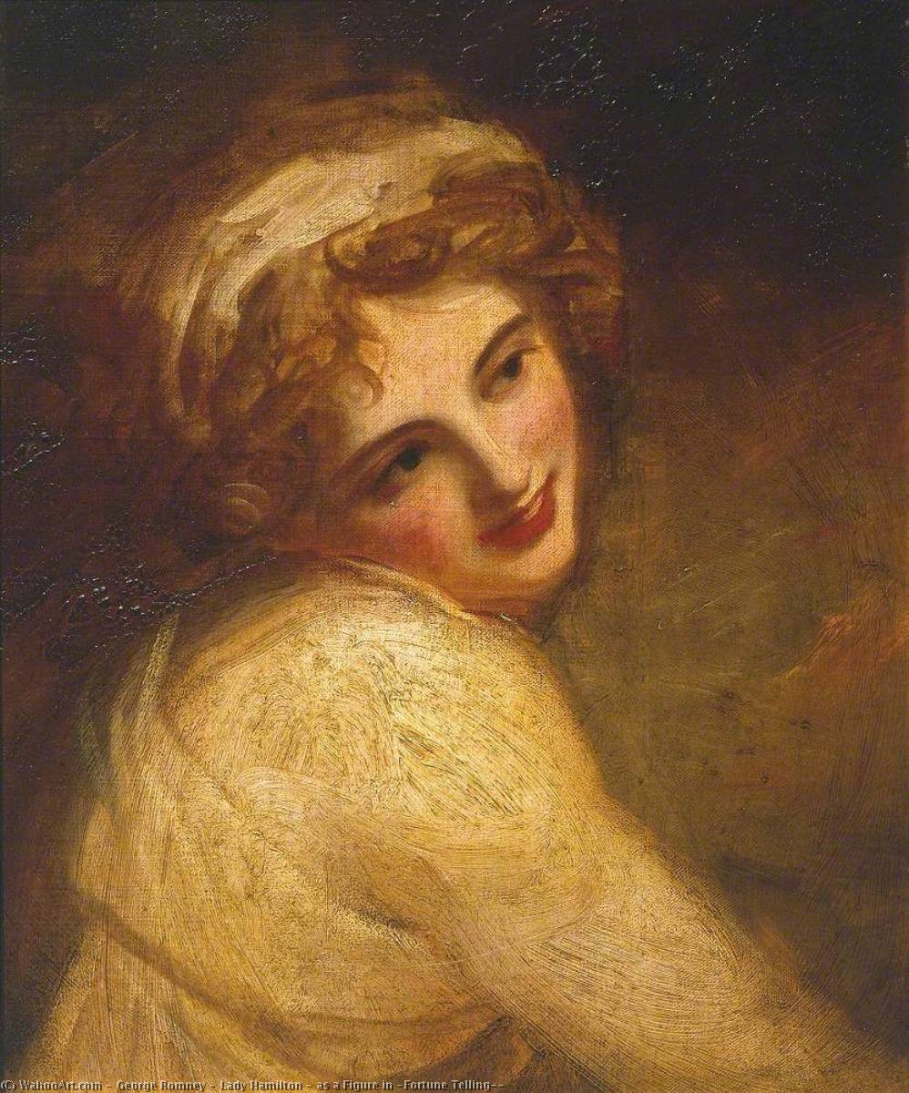 Wikioo.org - The Encyclopedia of Fine Arts - Painting, Artwork by George Romney - Lady Hamilton ( as a Figure in 'Fortune Telling')