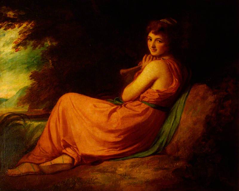 Wikioo.org – La Enciclopedia de las Bellas Artes - Pintura, Obras de arte de George Romney - Emma Ciervo ( do . 1765–1815 ) , lady hamilton , como calypso