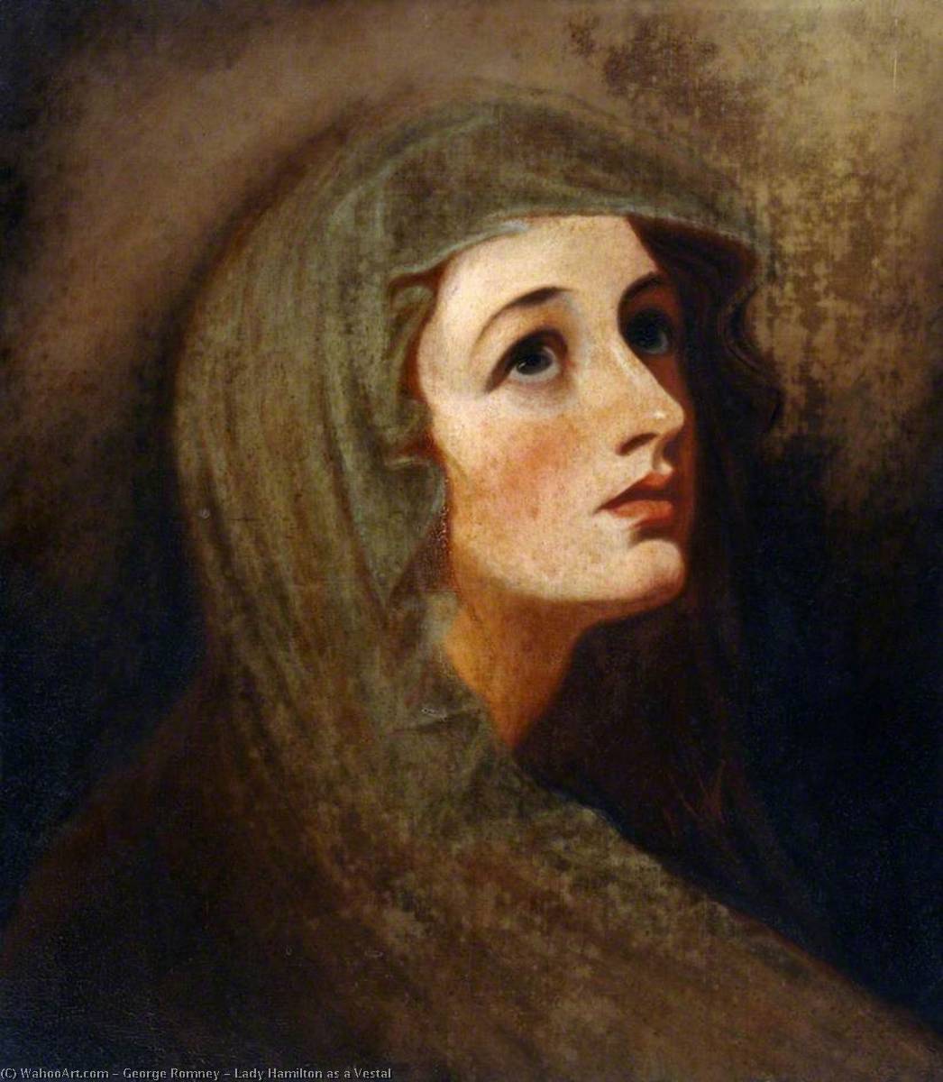 Wikioo.org - The Encyclopedia of Fine Arts - Painting, Artwork by George Romney - Lady Hamilton as a Vestal