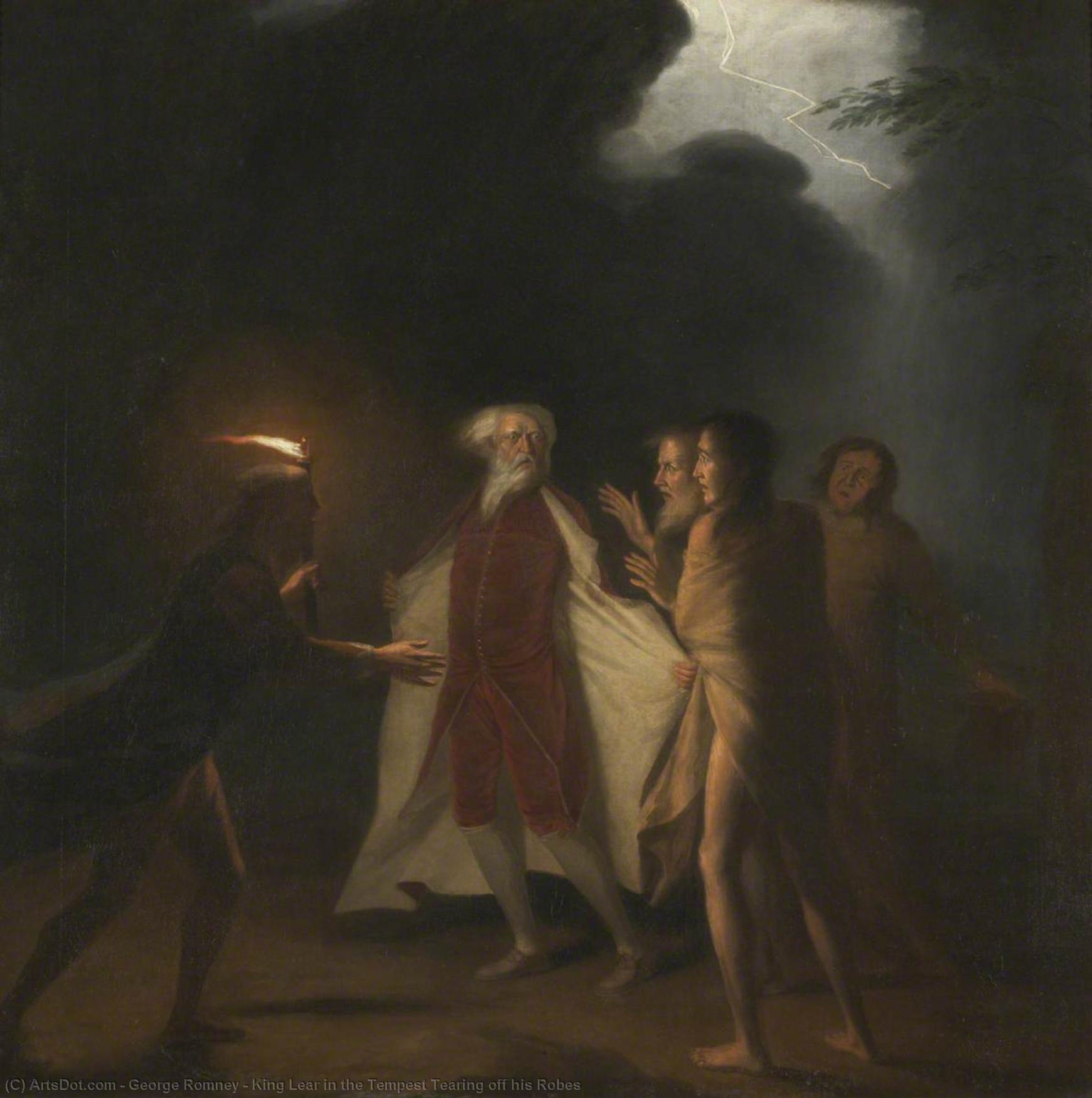 Wikioo.org - The Encyclopedia of Fine Arts - Painting, Artwork by George Romney - King Lear in the Tempest Tearing off his Robes