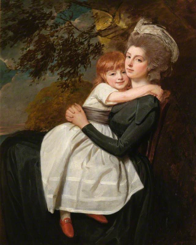 Wikioo.org - The Encyclopedia of Fine Arts - Painting, Artwork by George Romney - Mrs Stratford Canning, née Mehetebel Patrick (1777–1831), with Her Daughter Elizabeth