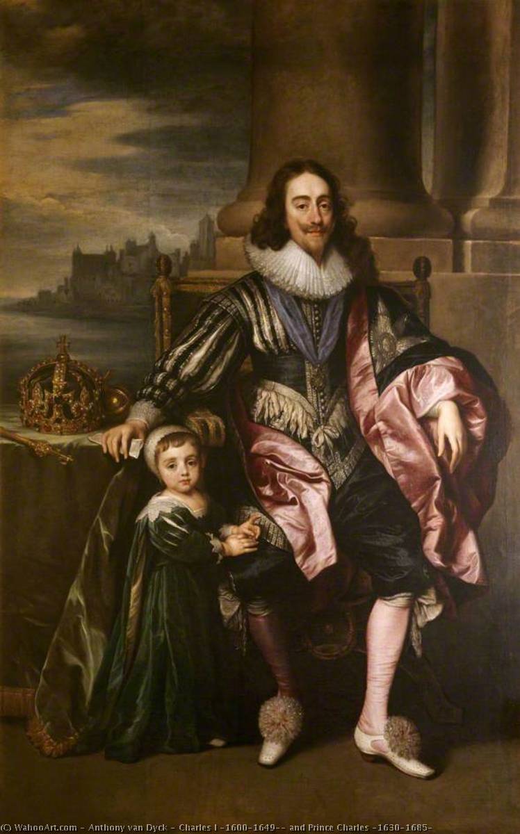 Wikioo.org - The Encyclopedia of Fine Arts - Painting, Artwork by Anthony Van Dyck - Charles I (1600–1649), and Prince Charles (1630–1685)