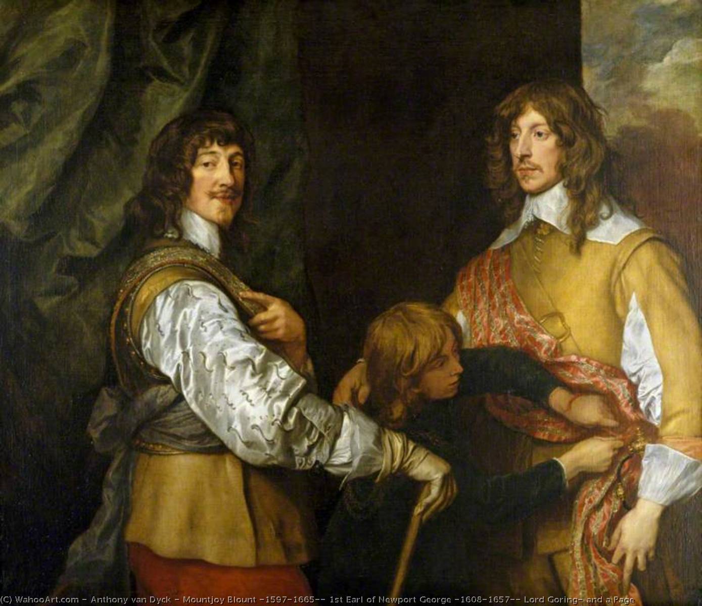 Wikioo.org - สารานุกรมวิจิตรศิลป์ - จิตรกรรม Anthony Van Dyck - Mountjoy Blount (1597–1665), 1st Earl of Newport George (1608–1657), Lord Goring, and a Page