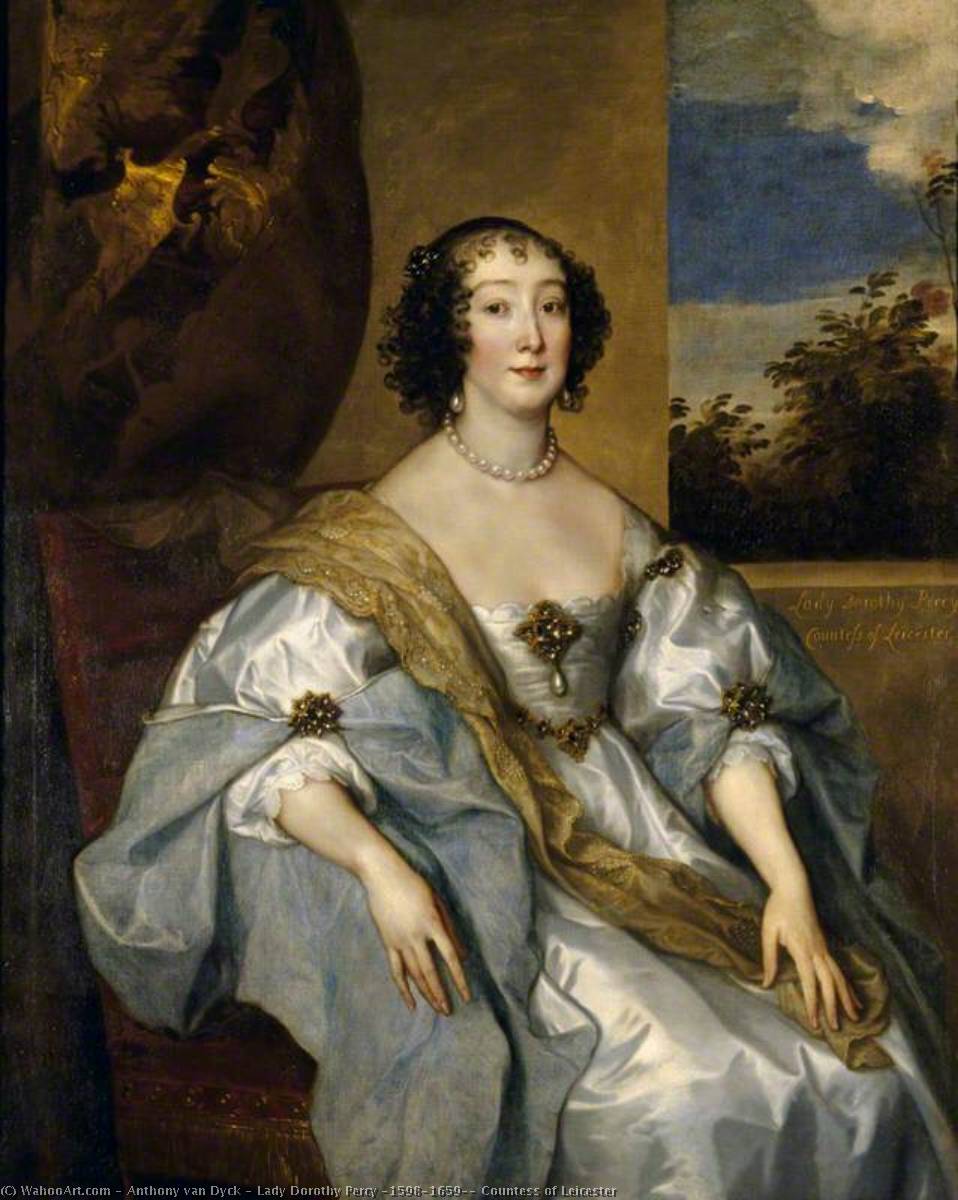 Wikioo.org - The Encyclopedia of Fine Arts - Painting, Artwork by Anthony Van Dyck - Lady Dorothy Percy (1598–1659), Countess of Leicester