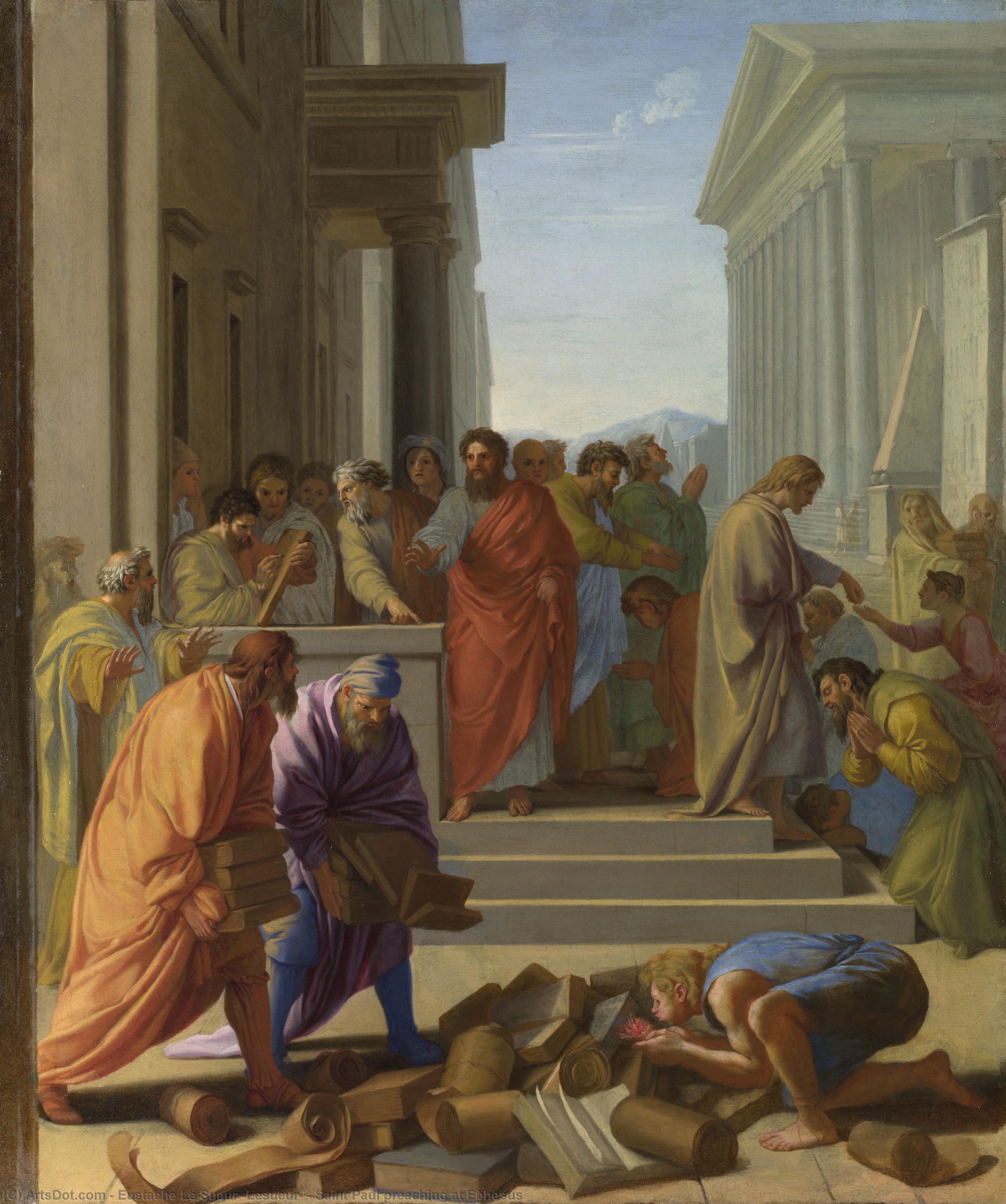 Wikioo.org – L'Encyclopédie des Beaux Arts - Peinture, Oeuvre de Eustache Le Sueur (Lesueur) - Saint Paul prédication au Ephèse