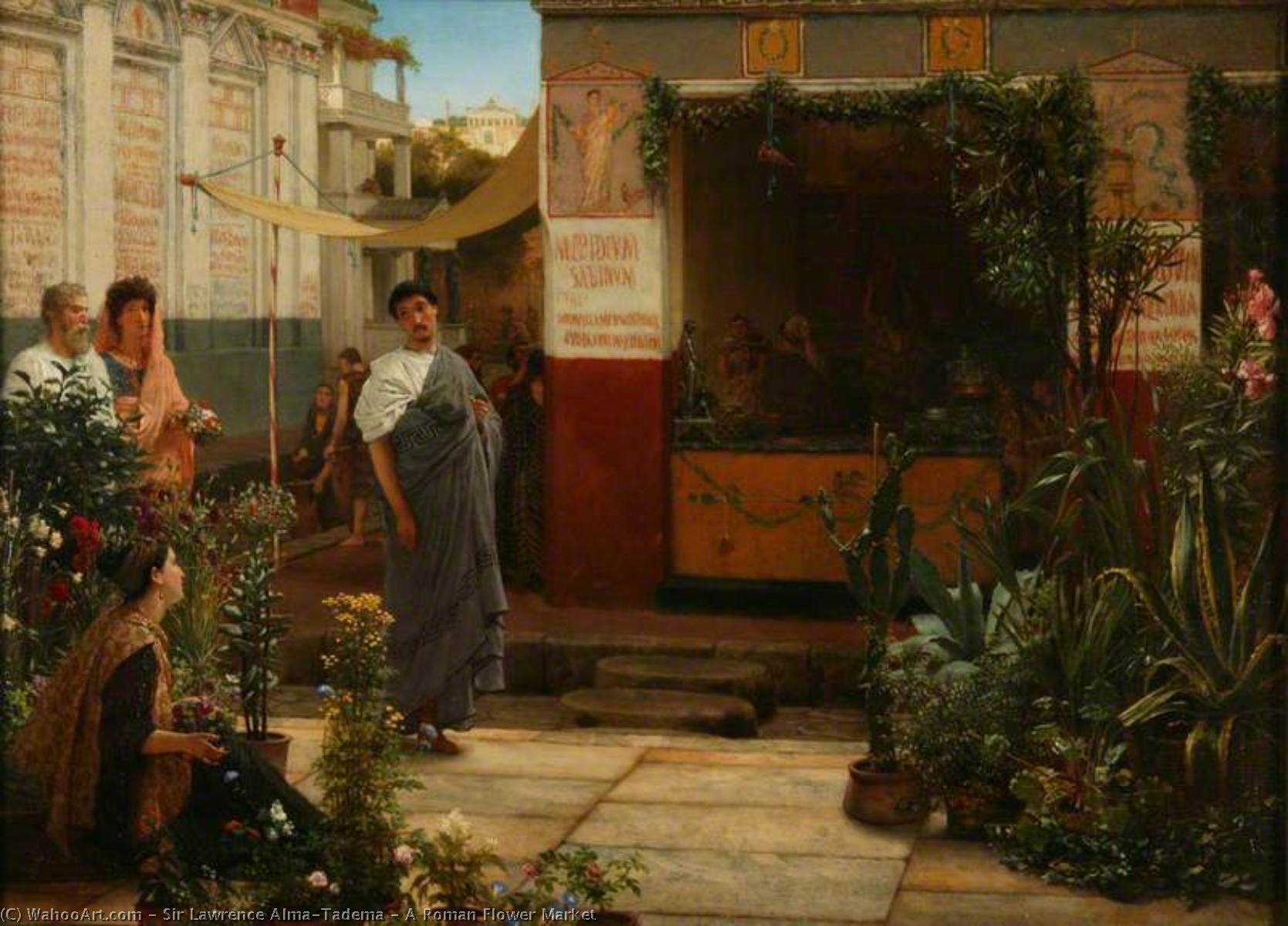 Wikioo.org - The Encyclopedia of Fine Arts - Painting, Artwork by Lawrence Alma-Tadema - A Roman Flower Market