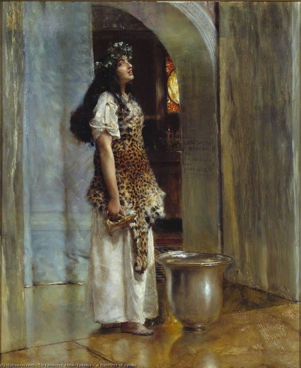 Wikioo.org - The Encyclopedia of Fine Arts - Painting, Artwork by Lawrence Alma-Tadema - A Priestess of Apollo