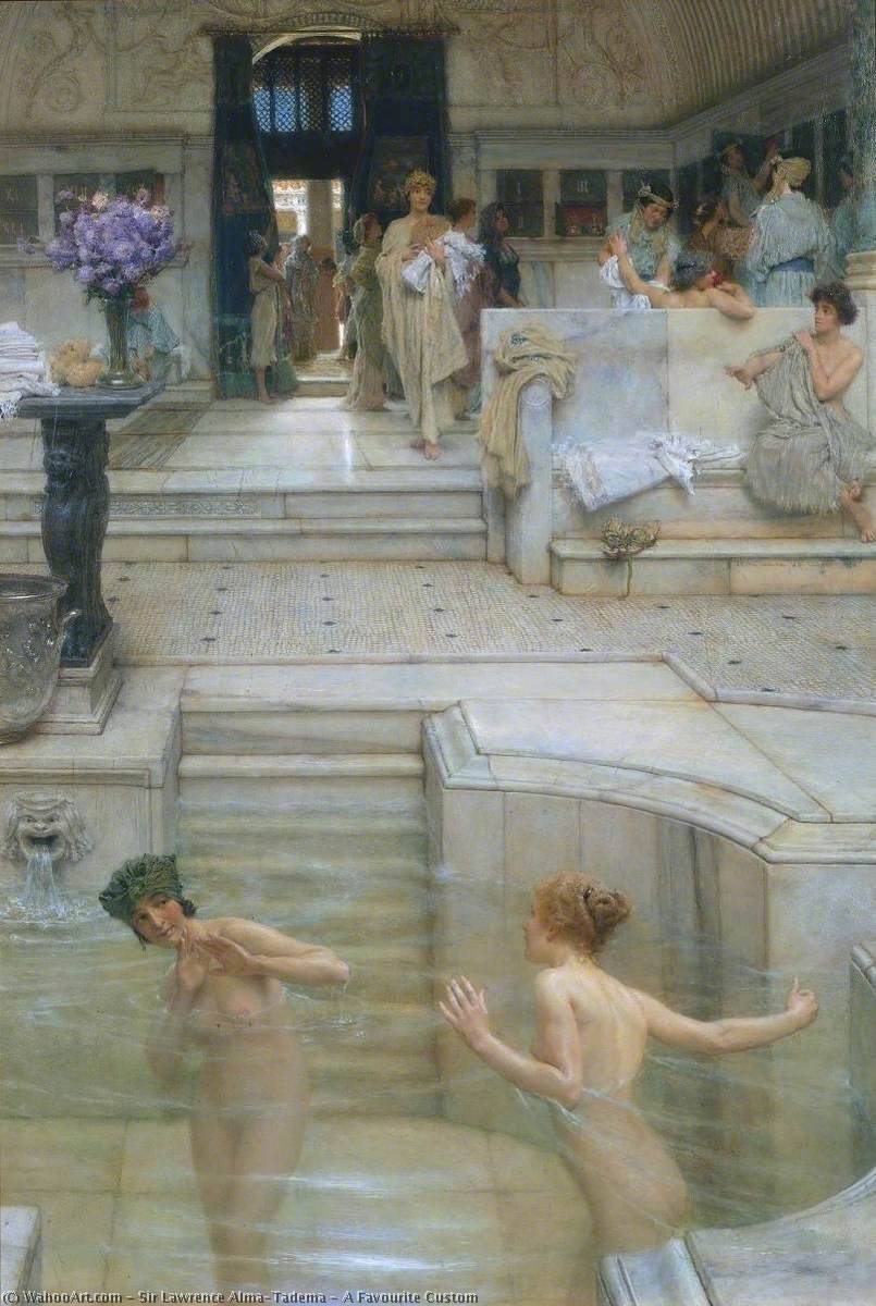 Wikioo.org - The Encyclopedia of Fine Arts - Painting, Artwork by Lawrence Alma-Tadema - A Favourite Custom