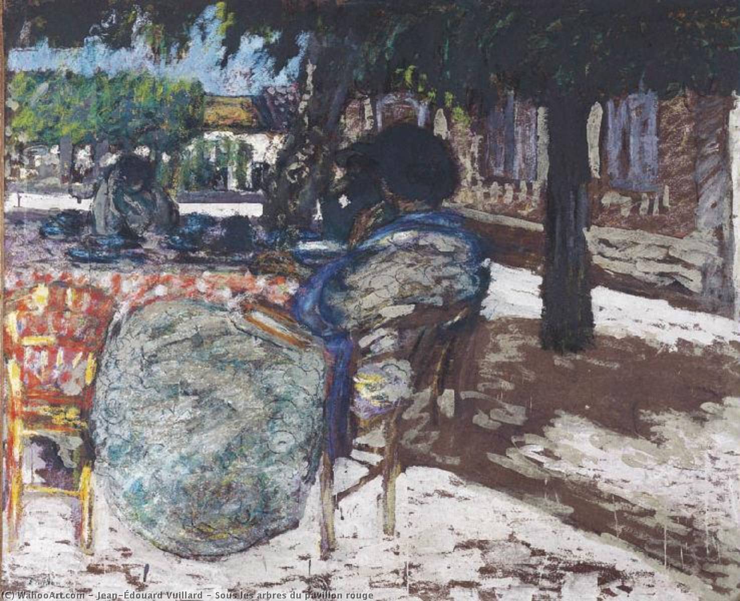 Wikioo.org – L'Encyclopédie des Beaux Arts - Peinture, Oeuvre de Jean Edouard Vuillard - Sous les arbres du pavillon rouge