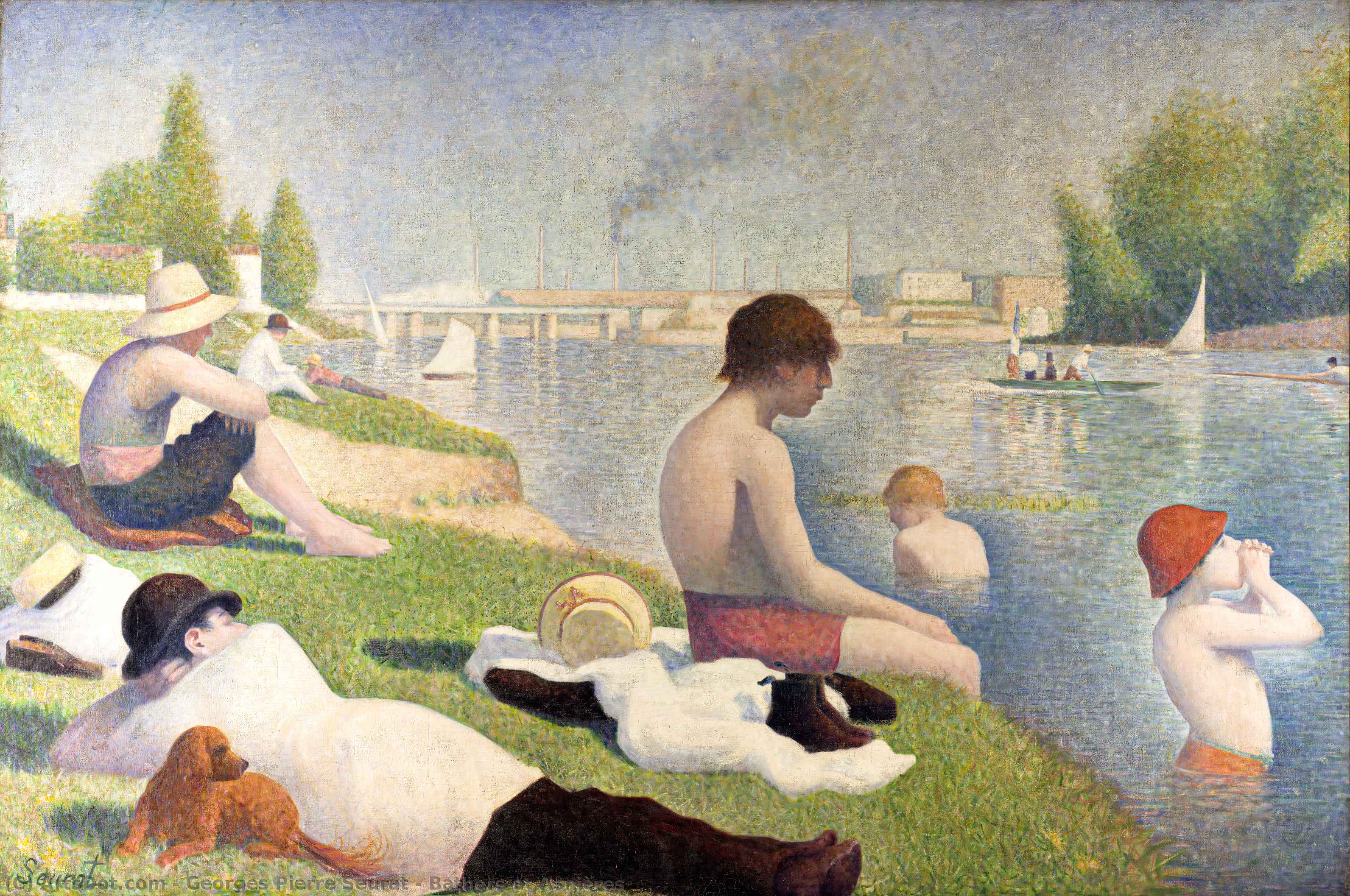 Wikioo.org - สารานุกรมวิจิตรศิลป์ - จิตรกรรม Georges Pierre Seurat - Bathers at Asnières