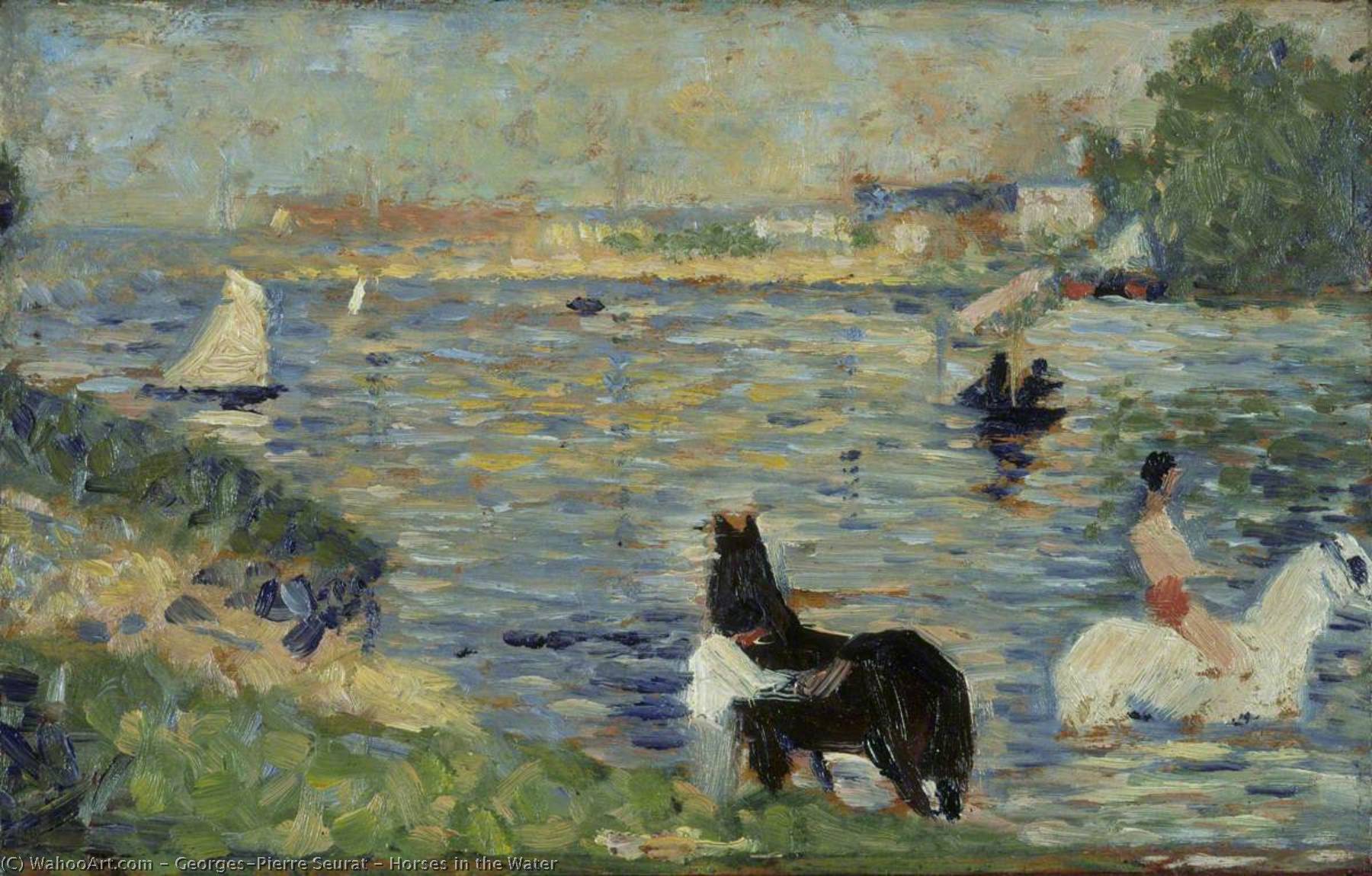 Wikioo.org - The Encyclopedia of Fine Arts - Painting, Artwork by Georges Pierre Seurat - Horses in the Water
