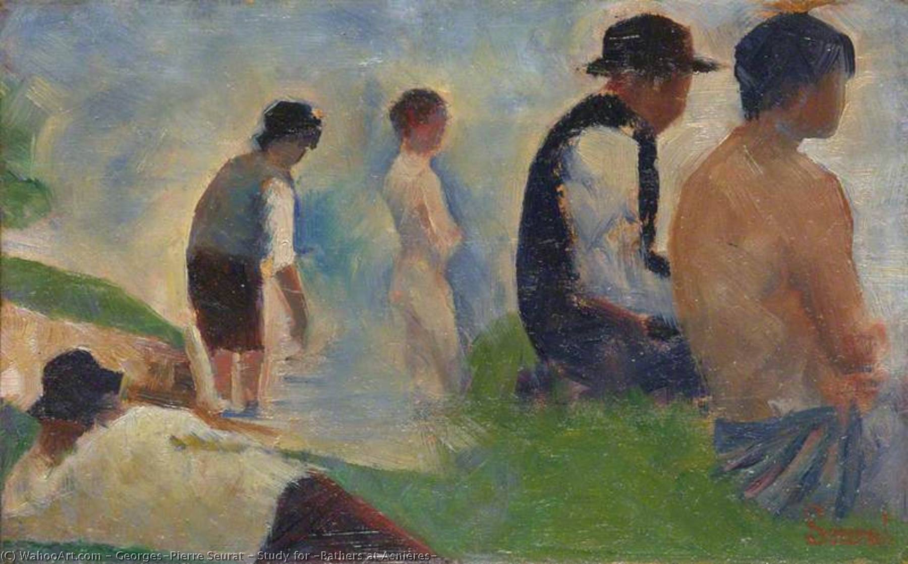 Wikioo.org - The Encyclopedia of Fine Arts - Painting, Artwork by Georges Pierre Seurat - Study for 'Bathers at Asnières'