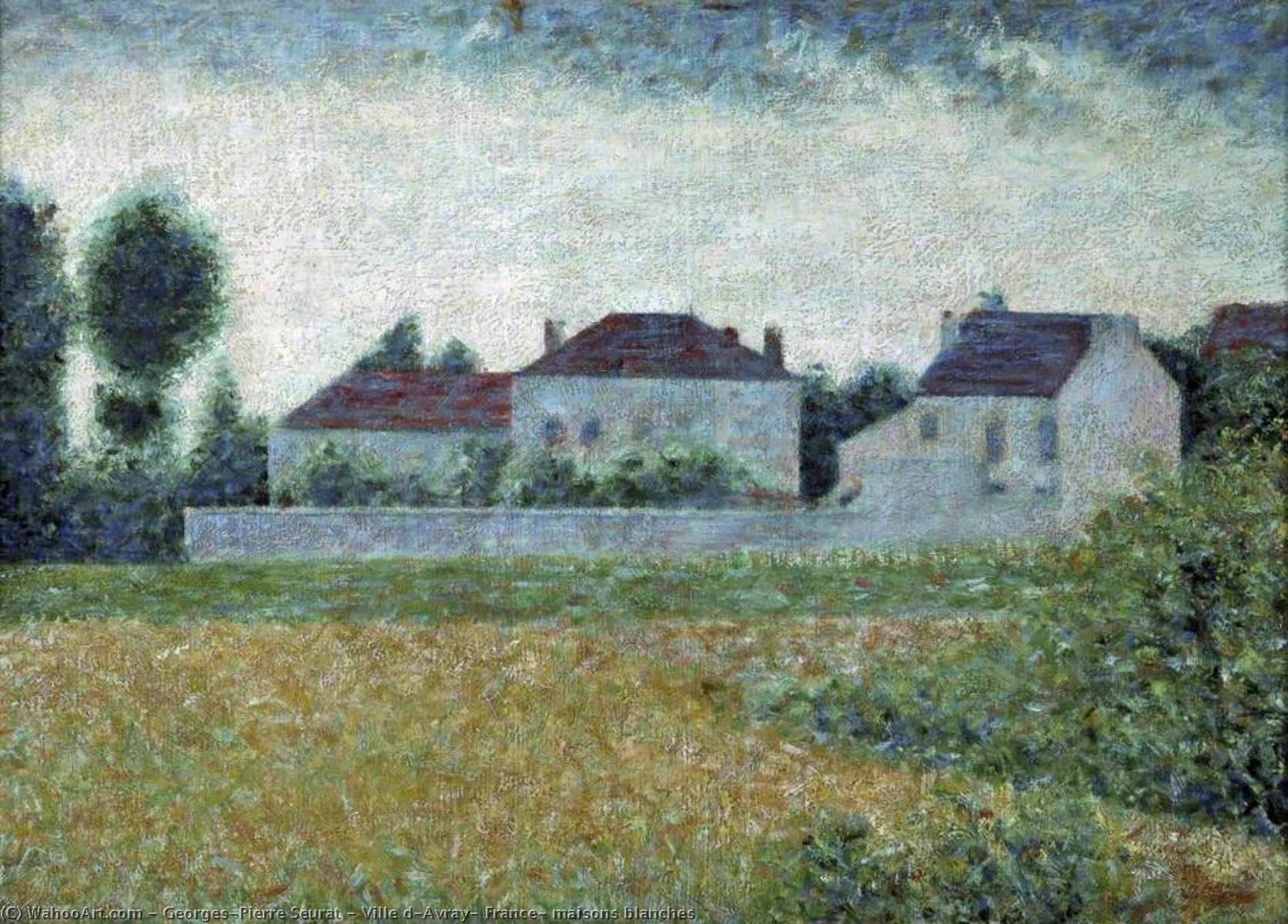 Wikioo.org - The Encyclopedia of Fine Arts - Painting, Artwork by Georges Pierre Seurat - Ville d'Avray, France, maisons blanches