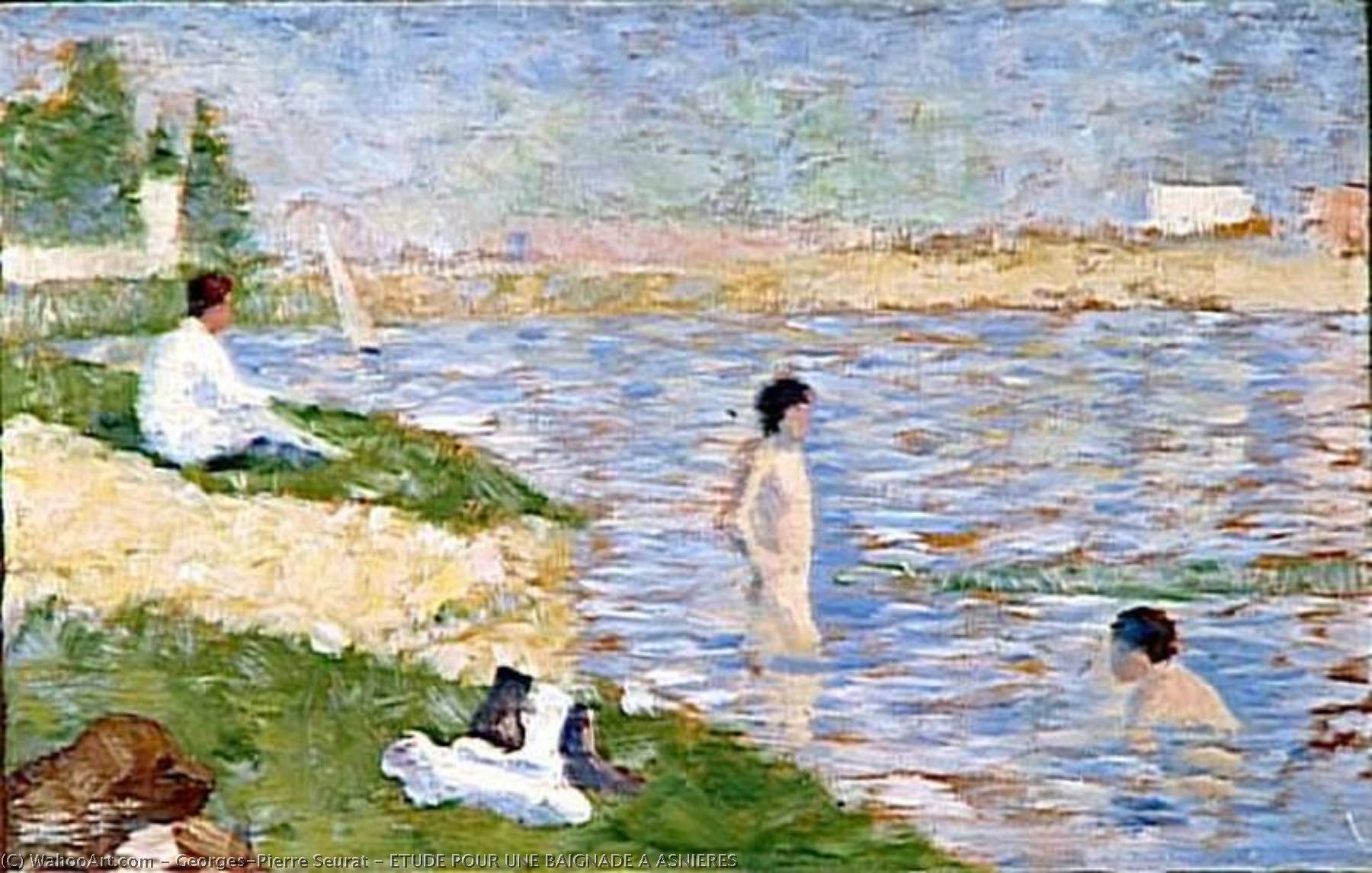 Wikioo.org - The Encyclopedia of Fine Arts - Painting, Artwork by Georges Pierre Seurat - ETUDE POUR UNE BAIGNADE A ASNIERES