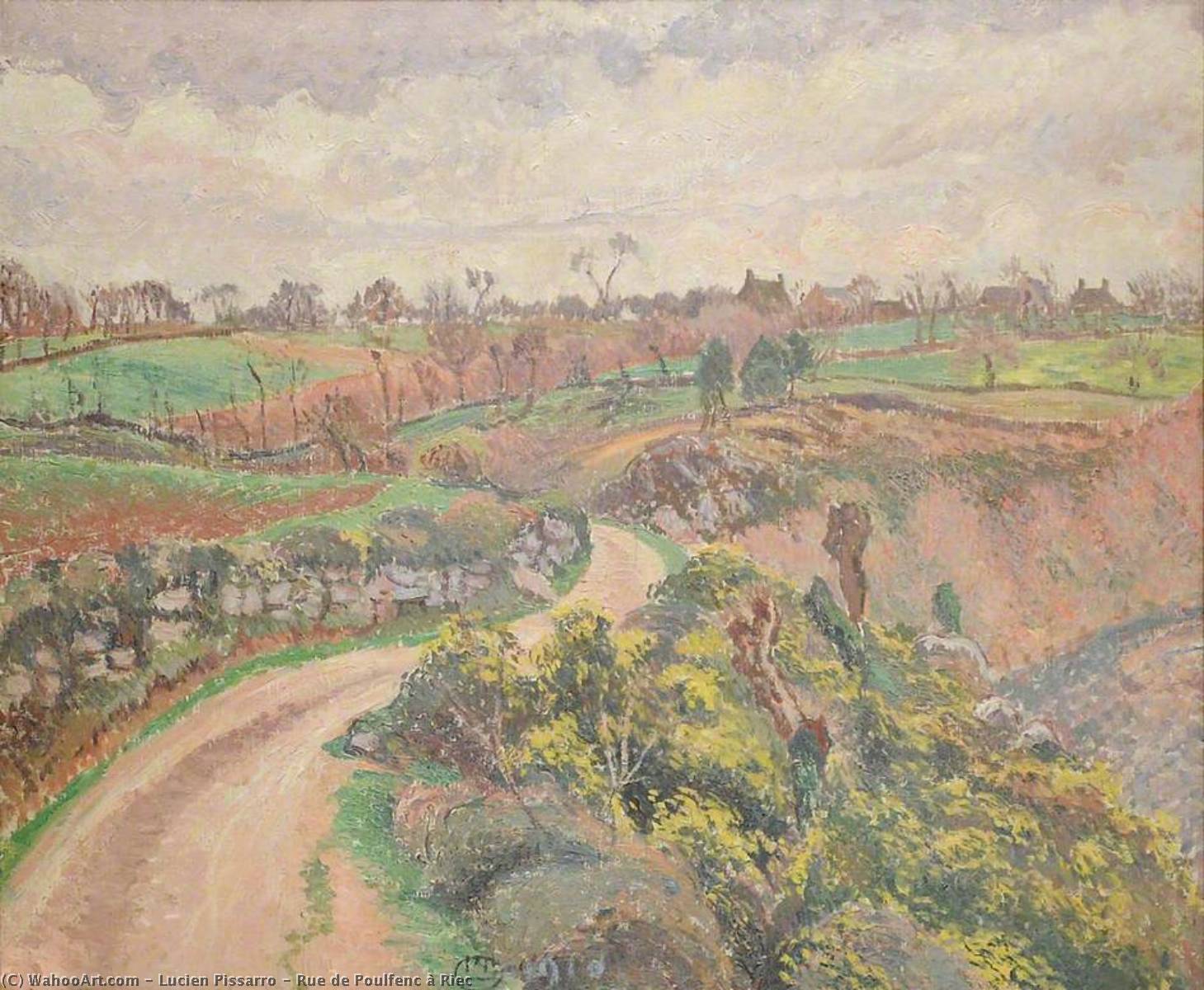 Wikioo.org - The Encyclopedia of Fine Arts - Painting, Artwork by Lucien Pissarro - Rue de Poulfenc à Riec