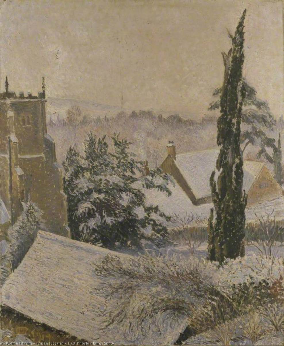 Wikioo.org - The Encyclopedia of Fine Arts - Painting, Artwork by Lucien Pissarro - East Knoyle Church Snow