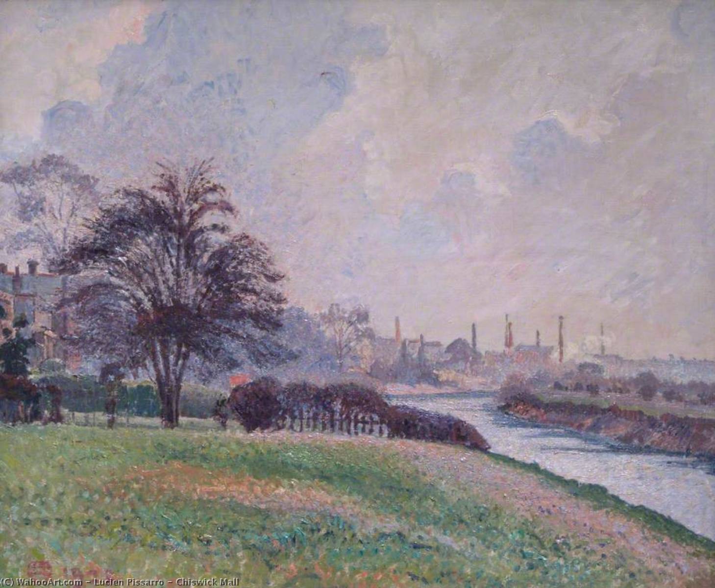 Wikioo.org - The Encyclopedia of Fine Arts - Painting, Artwork by Lucien Pissarro - Chiswick Mall