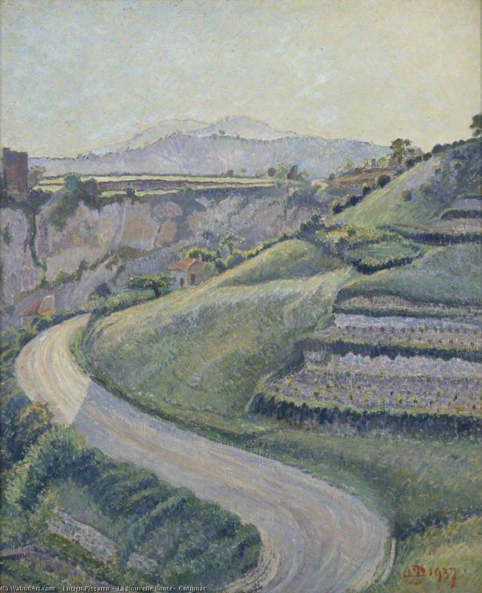 Wikioo.org - The Encyclopedia of Fine Arts - Painting, Artwork by Lucien Pissarro - La Nouvelle Route, Cotignac