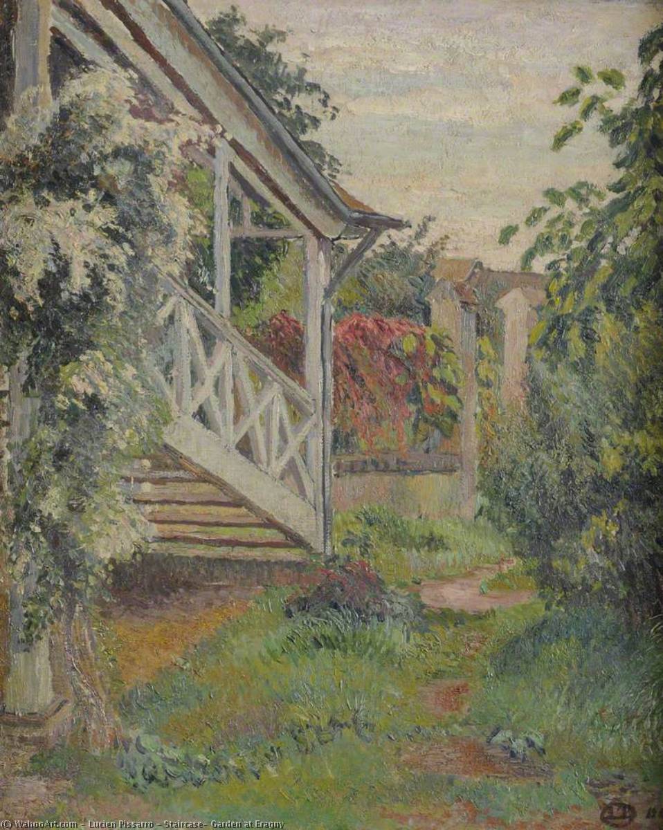 Wikioo.org - The Encyclopedia of Fine Arts - Painting, Artwork by Lucien Pissarro - Staircase, Garden at Eragny
