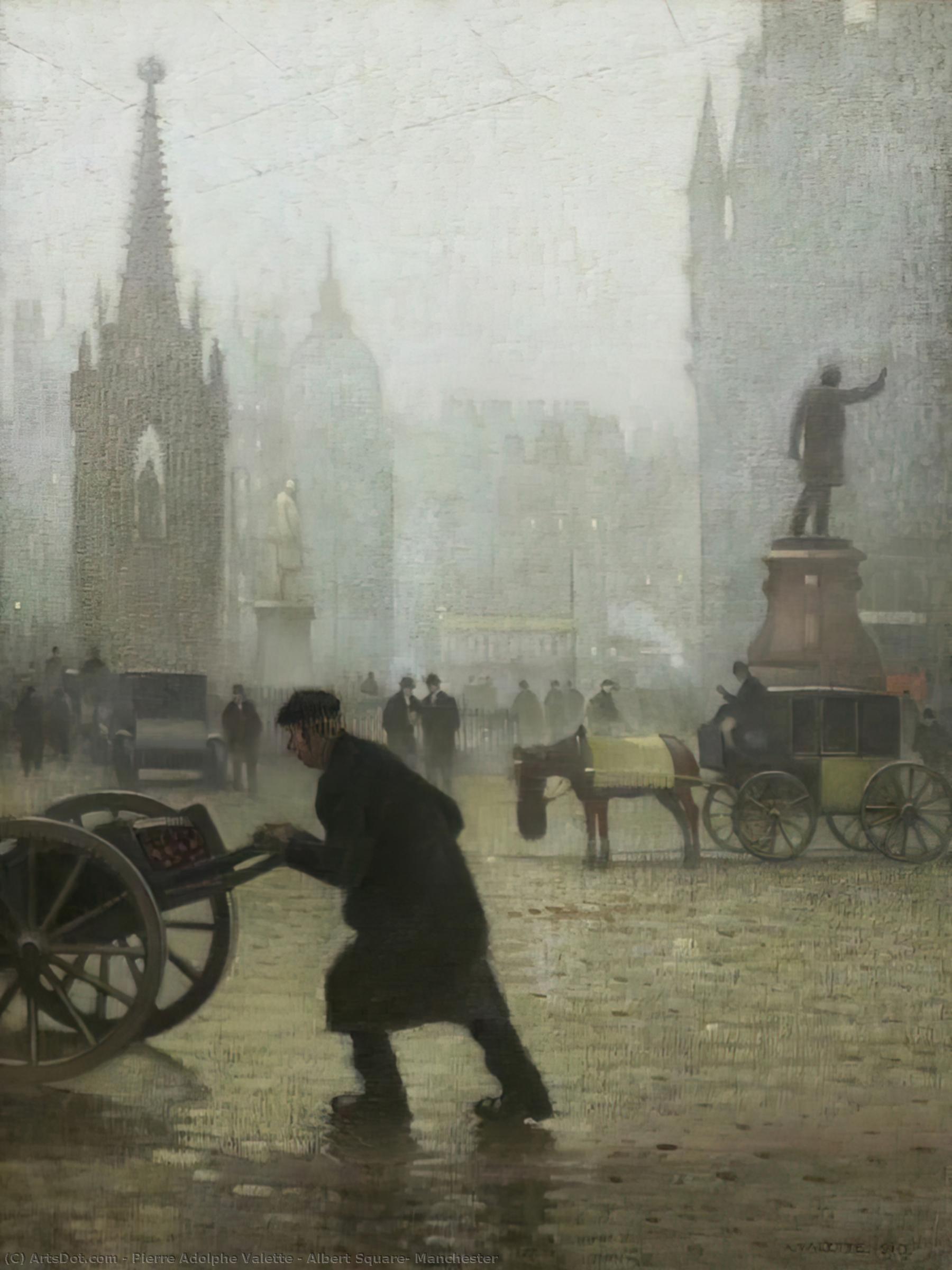 Wikioo.org - The Encyclopedia of Fine Arts - Painting, Artwork by Pierre Adolphe Valette - Albert Square, Manchester