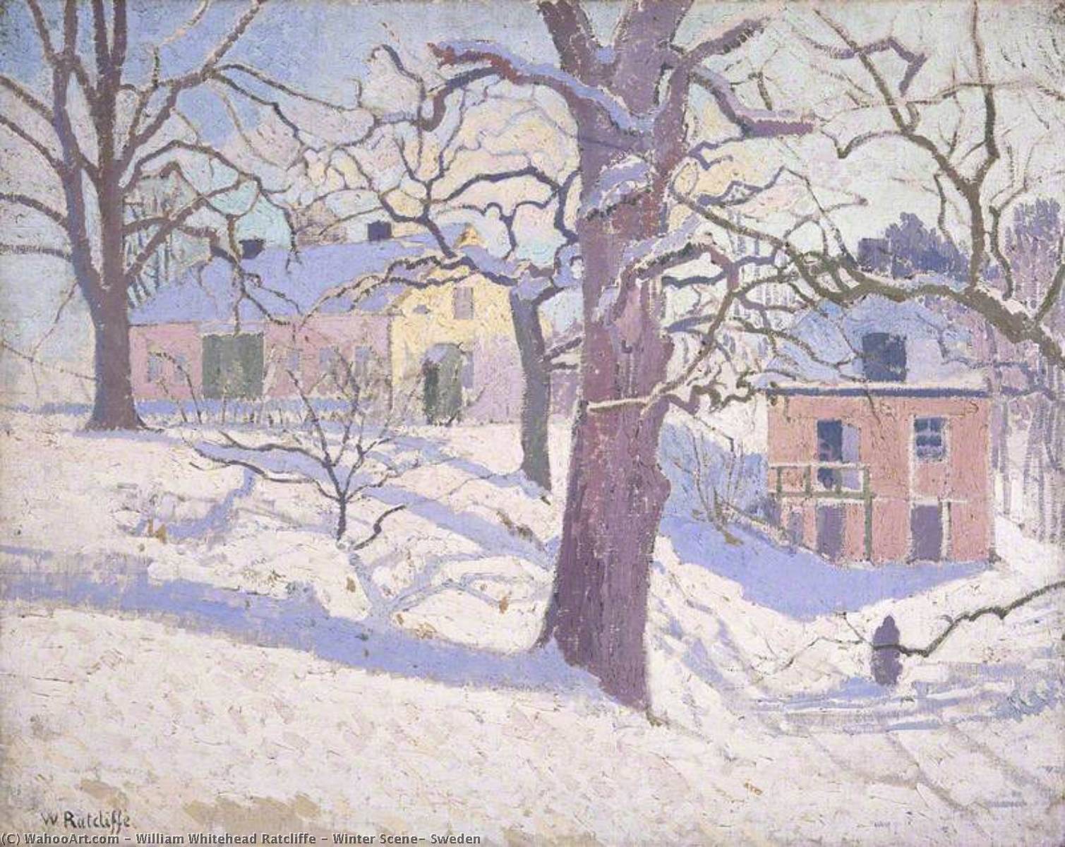 Wikioo.org - The Encyclopedia of Fine Arts - Painting, Artwork by William Whitehead Ratcliffe - Winter Scene, Sweden