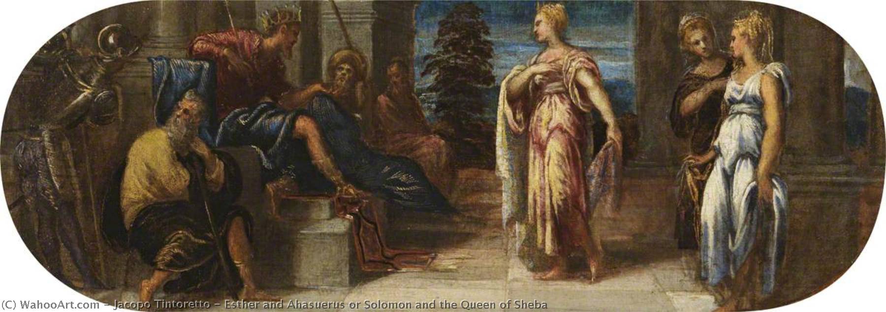 Wikioo.org - The Encyclopedia of Fine Arts - Painting, Artwork by Jacopo Tintoretto - Esther and Ahasuerus or Solomon and the Queen of Sheba