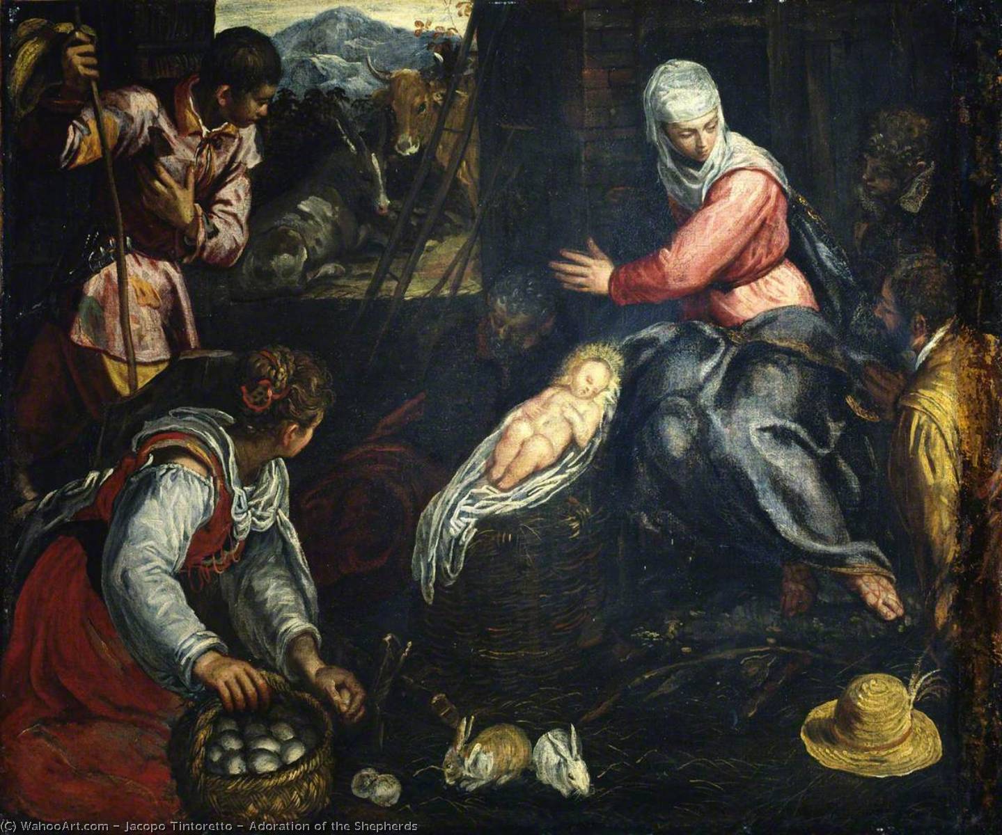 Wikioo.org - The Encyclopedia of Fine Arts - Painting, Artwork by Jacopo Tintoretto - Adoration of the Shepherds