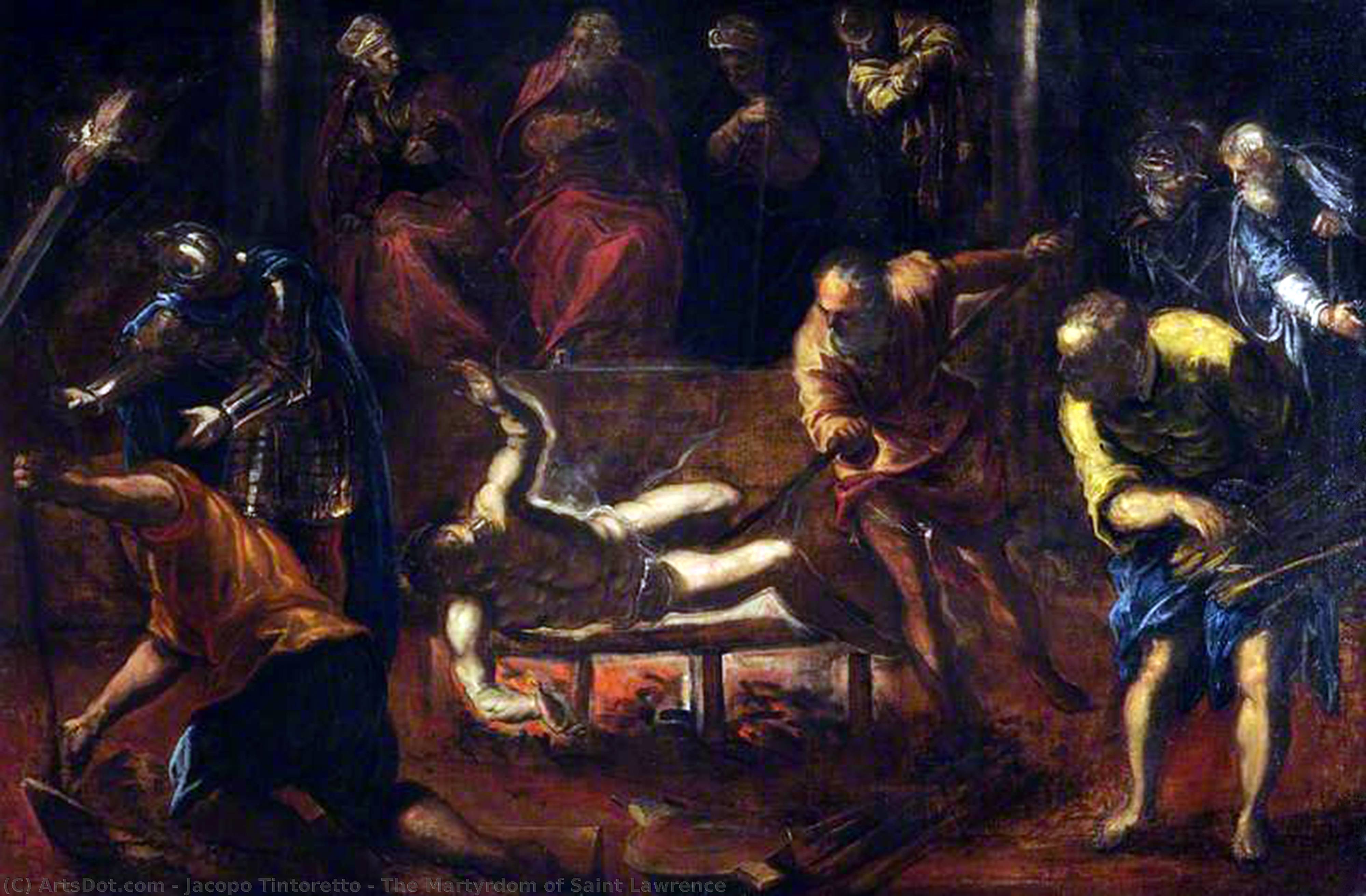 Wikoo.org - موسوعة الفنون الجميلة - اللوحة، العمل الفني Jacopo Tintoretto - The Martyrdom of Saint Lawrence