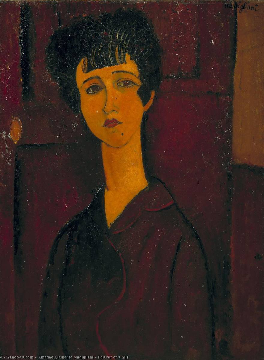 Wikioo.org - The Encyclopedia of Fine Arts - Painting, Artwork by Amedeo Modigliani - Portrait of a Girl