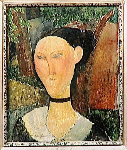 Wikioo.org - The Encyclopedia of Fine Arts - Painting, Artwork by Amedeo Modigliani - Femme au ruban de velours