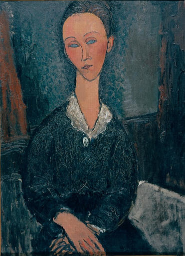 Wikioo.org - The Encyclopedia of Fine Arts - Painting, Artwork by Amedeo Modigliani - Femme au col blanc Portrait de Lunia Czechowska (Titre attribué)
