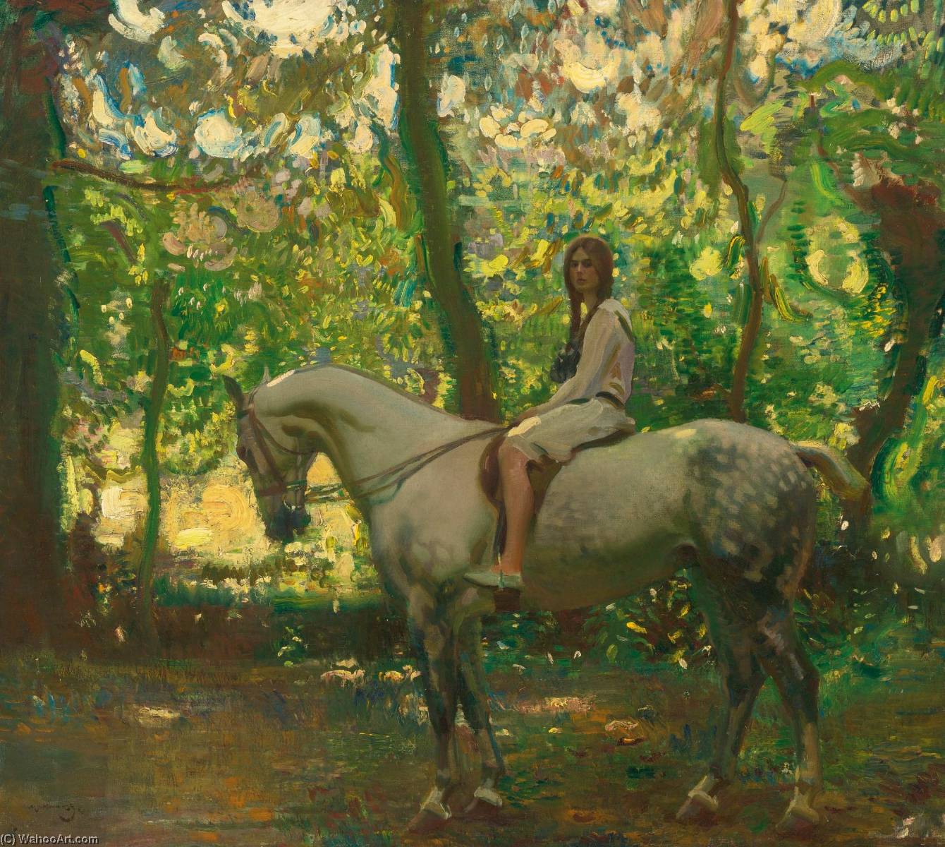 Wikioo.org - The Encyclopedia of Fine Arts - Painting, Artwork by Alfred James Munnings - Marjory (Girl on Horseback)