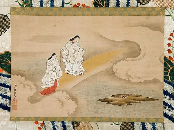 Wikioo.org - The Encyclopedia of Fine Arts - Painting, Artwork by Nishikawa Sukenobu - The God Izanagi and Goddess Izanami