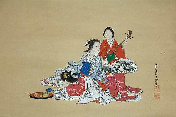 Wikioo.org - The Encyclopedia of Fine Arts - Painting, Artwork by Nishikawa Sukenobu - Three Beauties