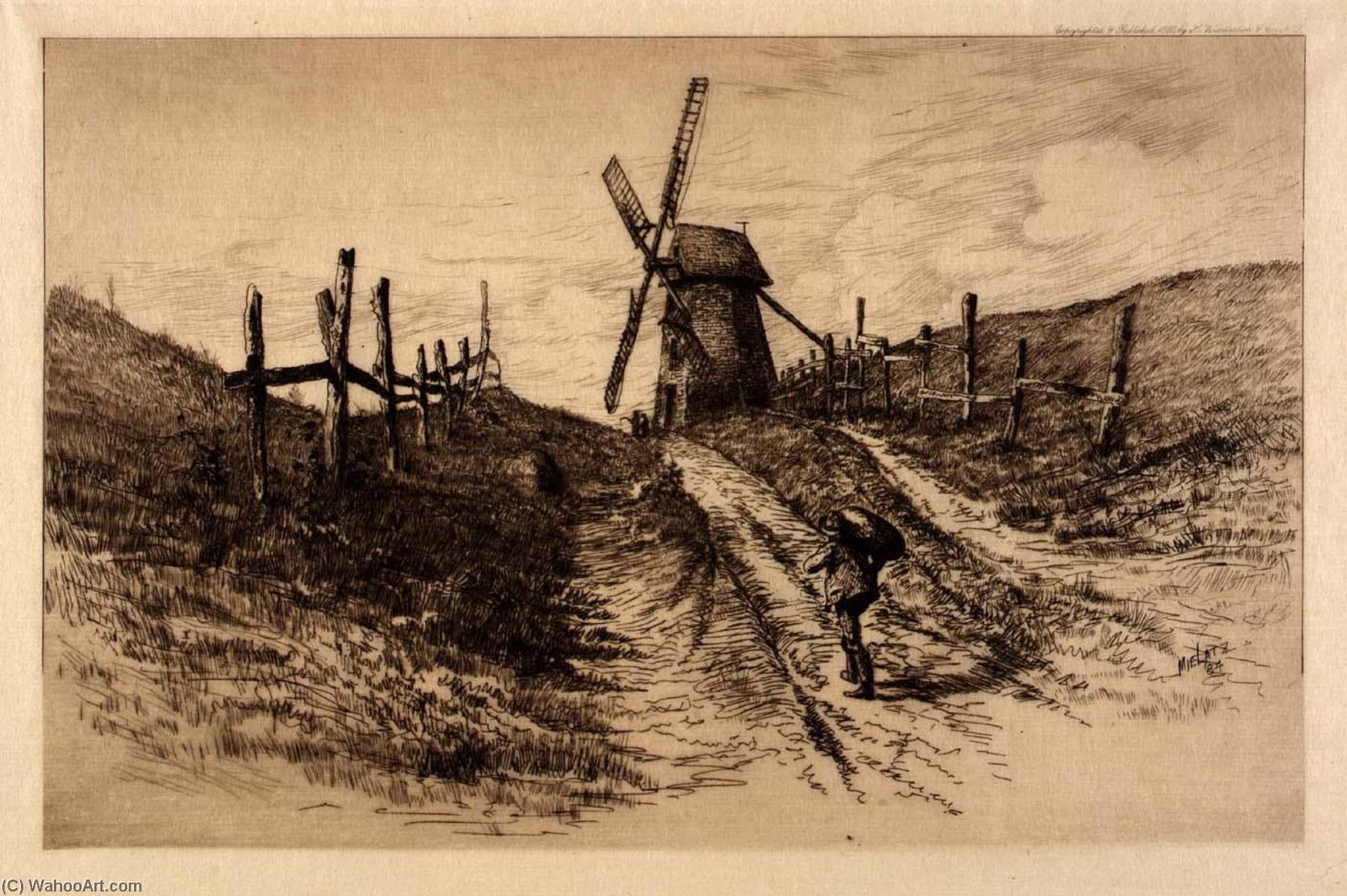 Wikioo.org - The Encyclopedia of Fine Arts - Painting, Artwork by Charles Frederick William Mielatz - (Landscape with Windmill)