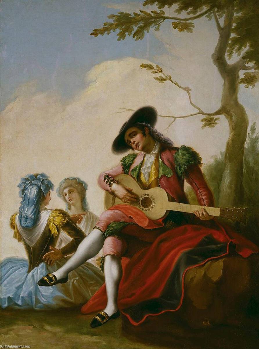 Wikioo.org – La Enciclopedia de las Bellas Artes - Pintura, Obras de arte de Ramon Bayeu Y Subias - hombre con un guitarra