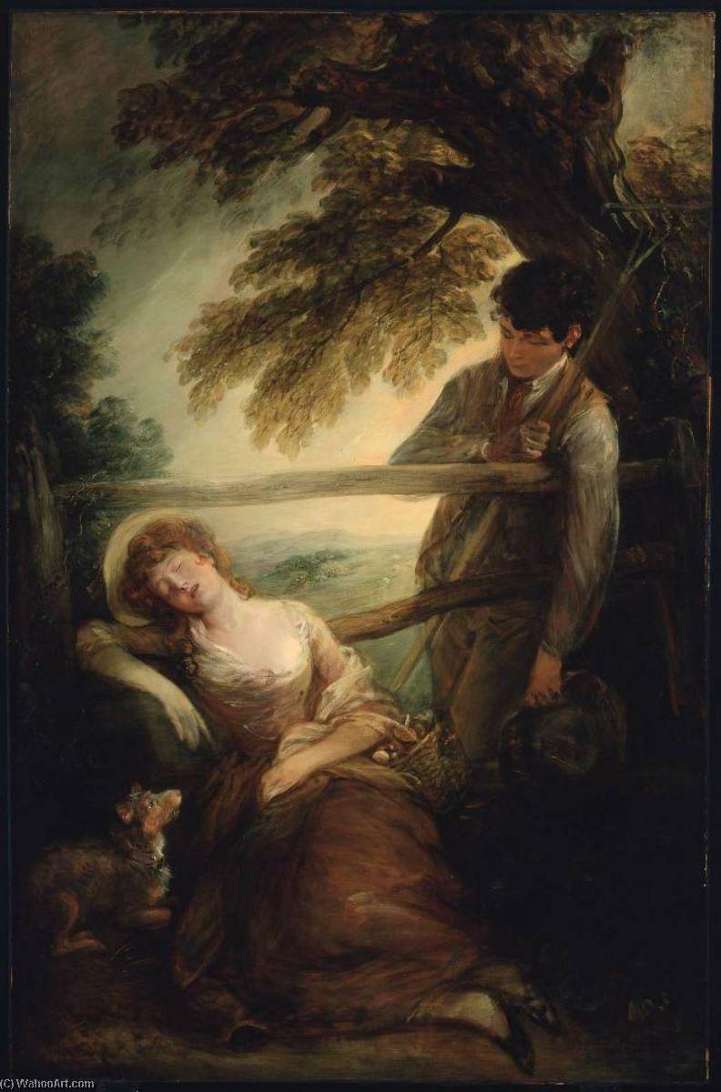 Wikioo.org - The Encyclopedia of Fine Arts - Painting, Artwork by Thomas Gainsborough - Haymaker and the Sleeping Girl (also known as Mushroom Girl)