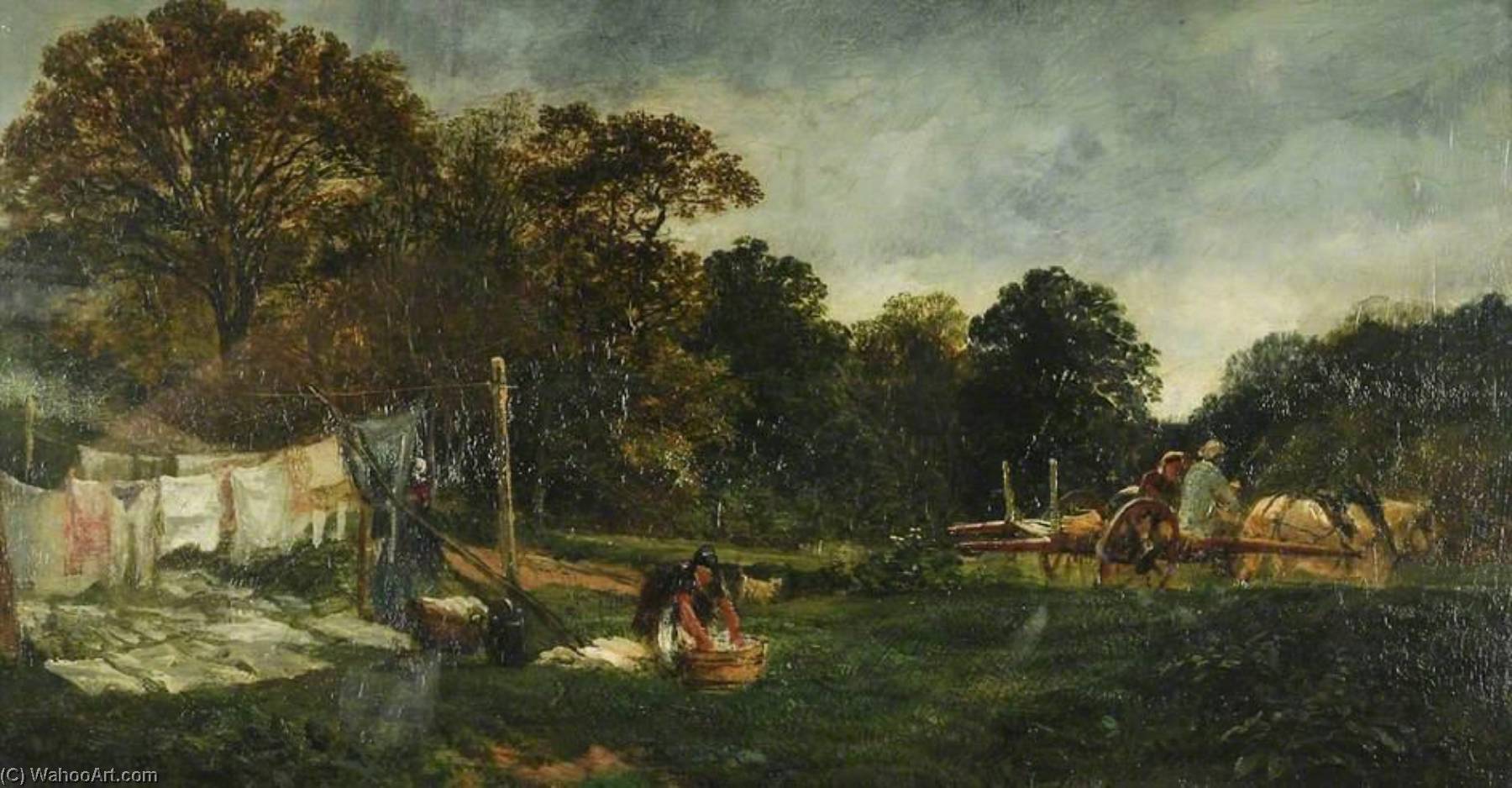 Wikioo.org - The Encyclopedia of Fine Arts - Painting, Artwork by Samuel Bough - A Glade in Cadzow Forest Clothes Drying