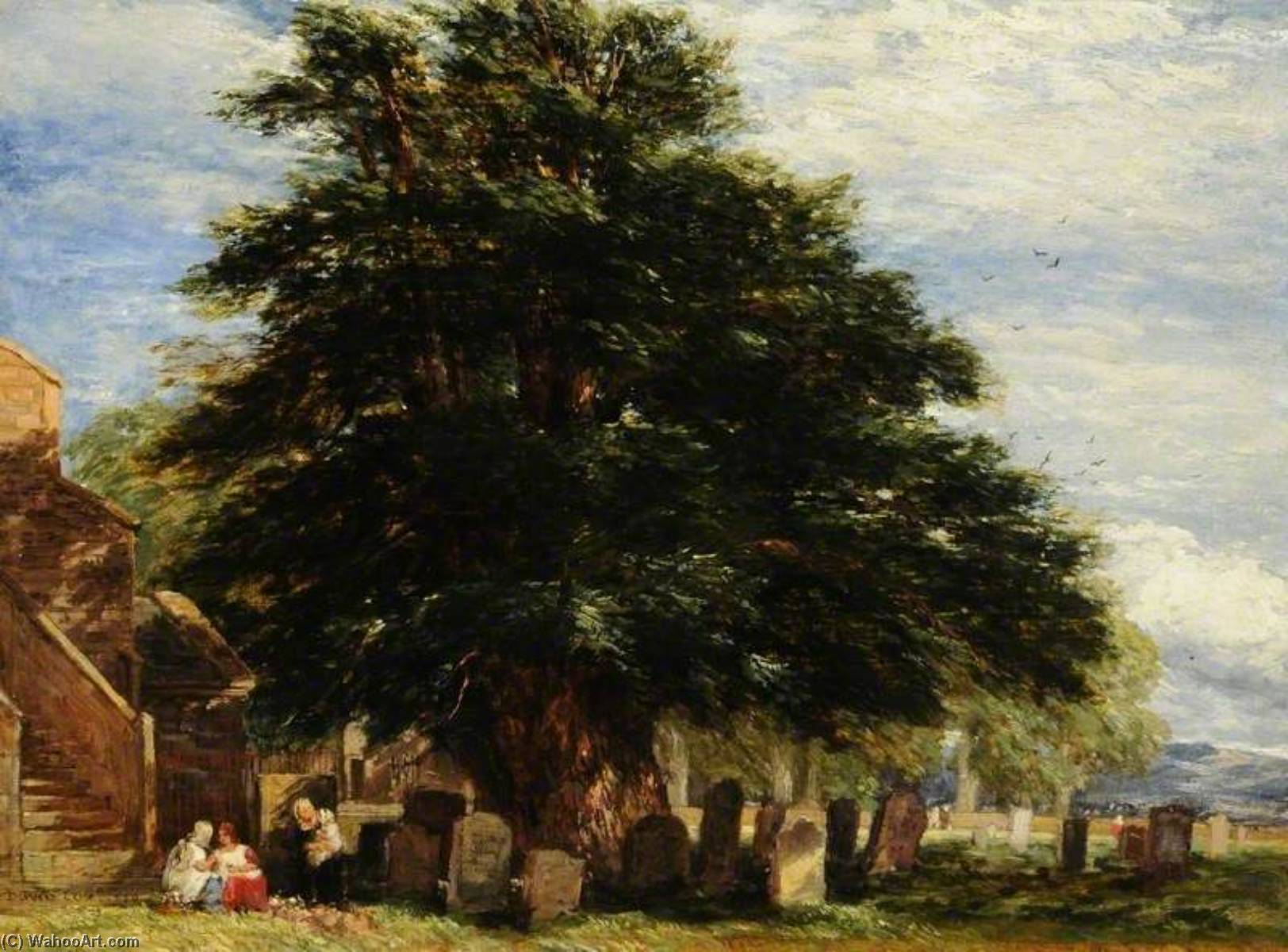 Wikioo.org - The Encyclopedia of Fine Arts - Painting, Artwork by David Cox The Elder - Darley Churchyard, Derbyshire