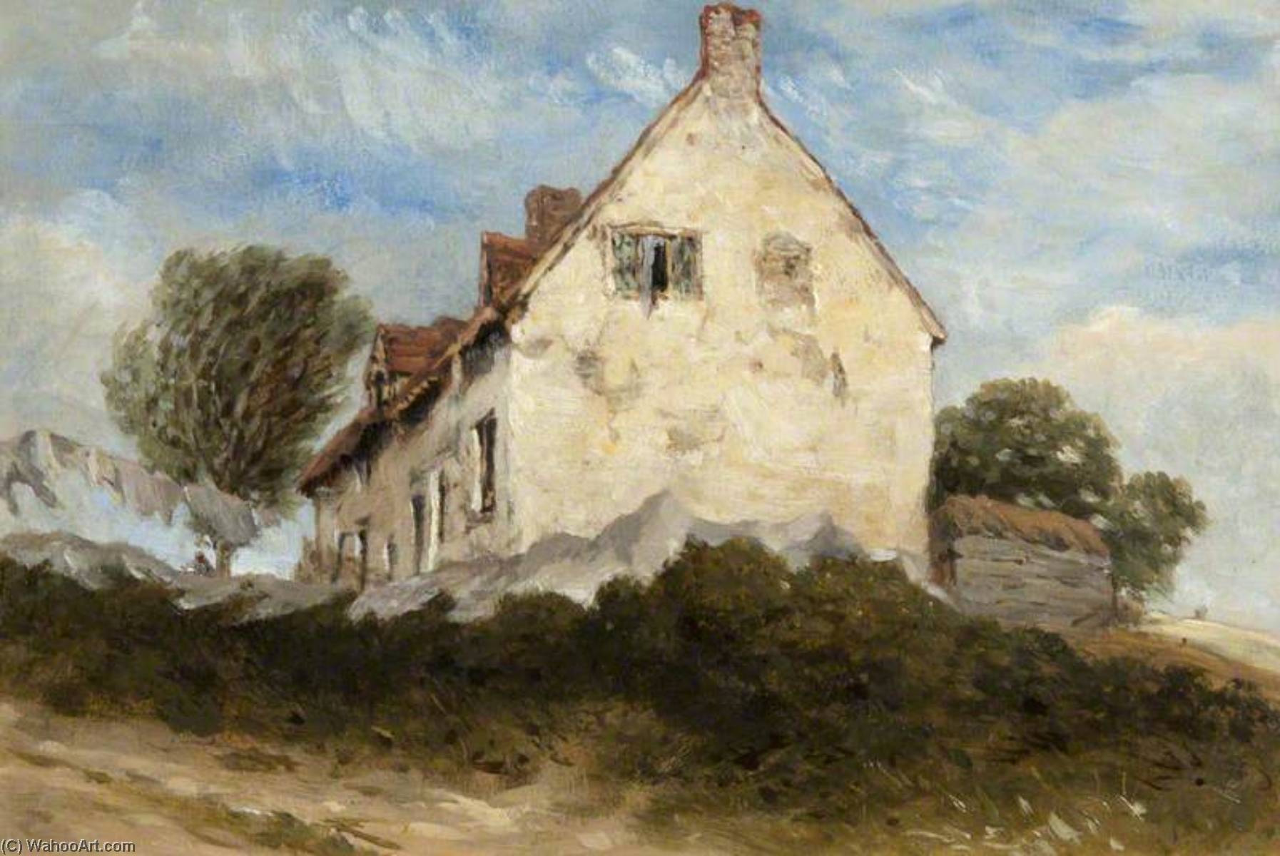 Wikioo.org - The Encyclopedia of Fine Arts - Painting, Artwork by David Cox The Elder - A Cottage on a Hillside
