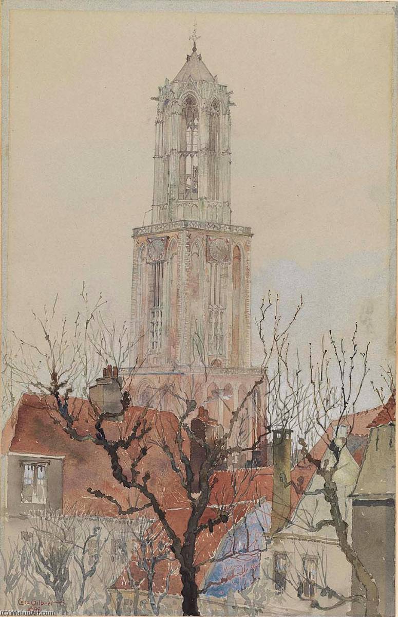 Wikioo.org - The Encyclopedia of Fine Arts - Painting, Artwork by Cass Gilbert - Tower of the Cathedral of Utrecht, Holland