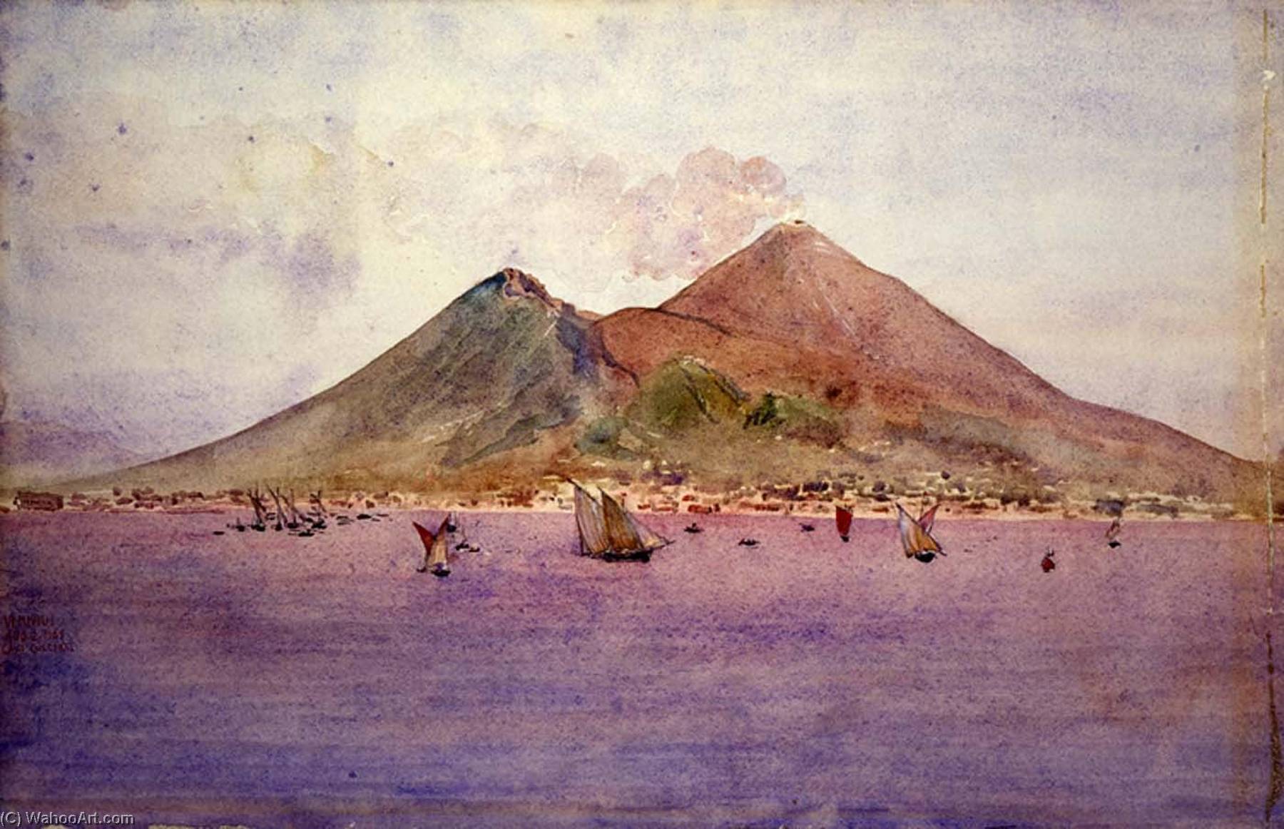 Wikioo.org - The Encyclopedia of Fine Arts - Painting, Artwork by Cass Gilbert - Mt. Vesuvius from the Bay of Naples