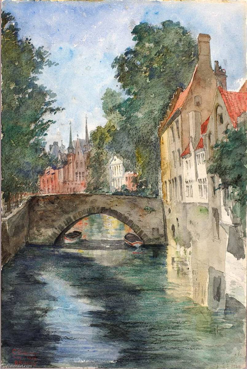 Wikioo.org - The Encyclopedia of Fine Arts - Painting, Artwork by Cass Gilbert - On the Canal, Bruges
