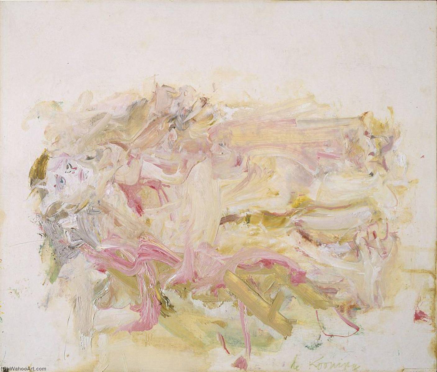 WikiOO.org - Encyclopedia of Fine Arts - Målning, konstverk Willem De Kooning - Reclining Man (John F. Kennedy)