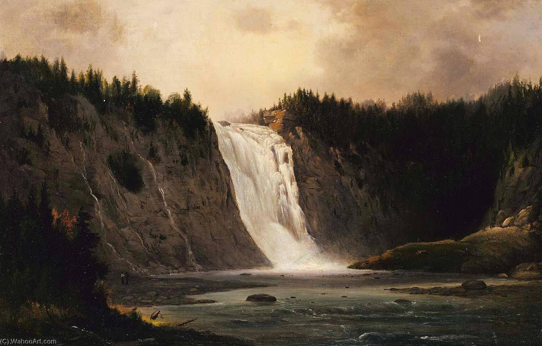 Wikioo.org - The Encyclopedia of Fine Arts - Painting, Artwork by Robert Seldon Duncanson - Waterfall on Mont Morency