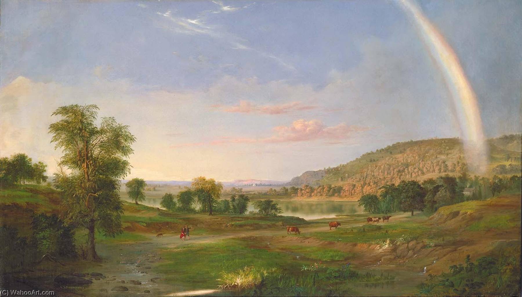 Wikioo.org - The Encyclopedia of Fine Arts - Painting, Artwork by Robert Seldon Duncanson - Landscape with Rainbow