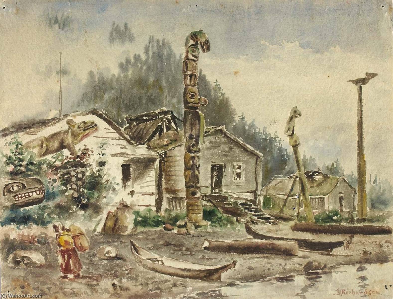 Wikioo.org - The Encyclopedia of Fine Arts - Painting, Artwork by Theodore J. Richardson - View of Wrangell, Alaska, in 1884