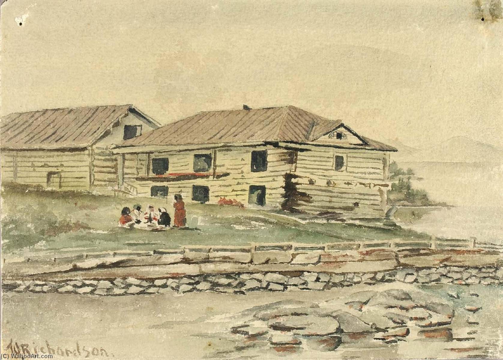 Wikioo.org - The Encyclopedia of Fine Arts - Painting, Artwork by Theodore J. Richardson - Buildings Going to Ruin, Alaska, 1884