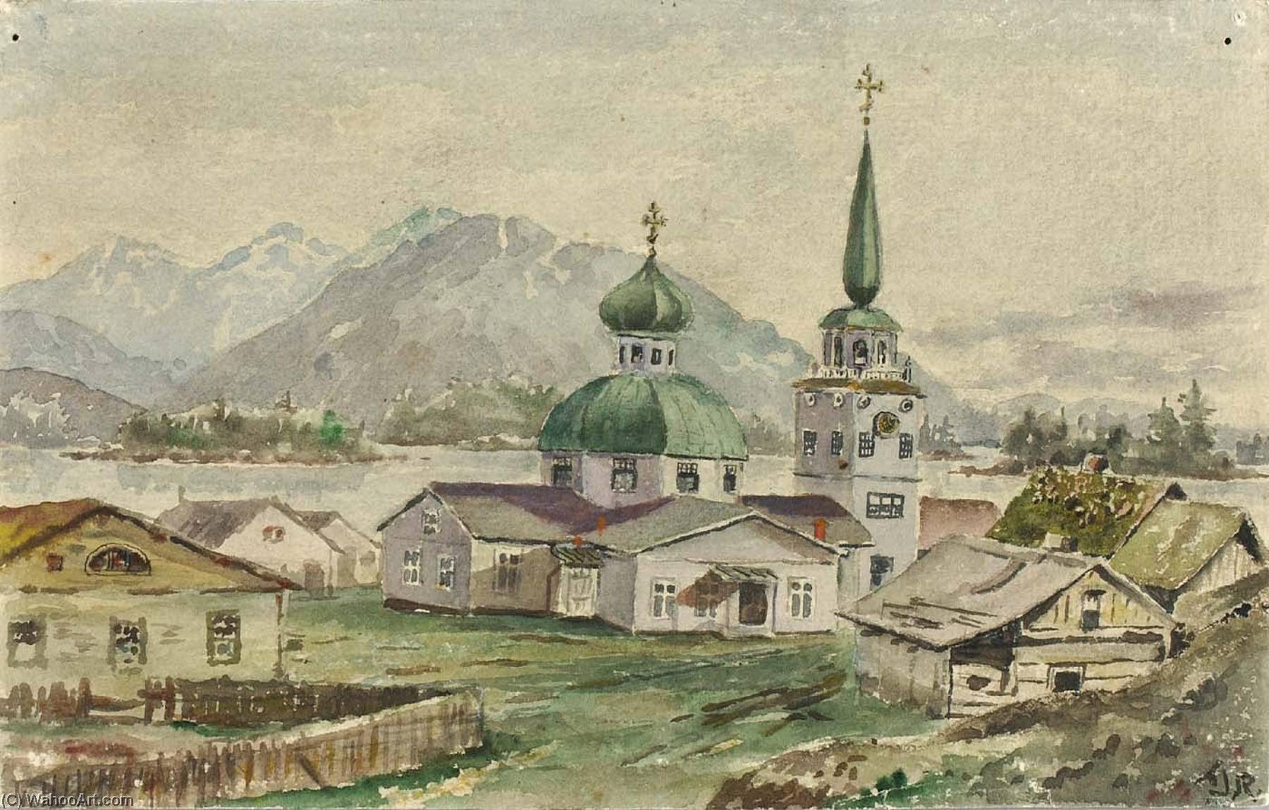 Wikioo.org - The Encyclopedia of Fine Arts - Painting, Artwork by Theodore J. Richardson - Rear View of Greek Church, Sitka, 1888